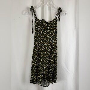 Lemon Print Tie Strap Sundress Cottagecore Fruit Dress